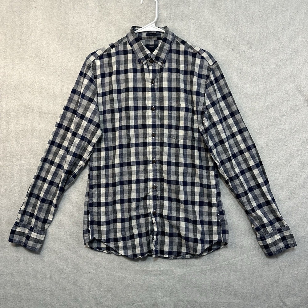 J Crew Slim Fit Homespun Men's Medium 100%‎ Cotton Black & White Long Sleeve